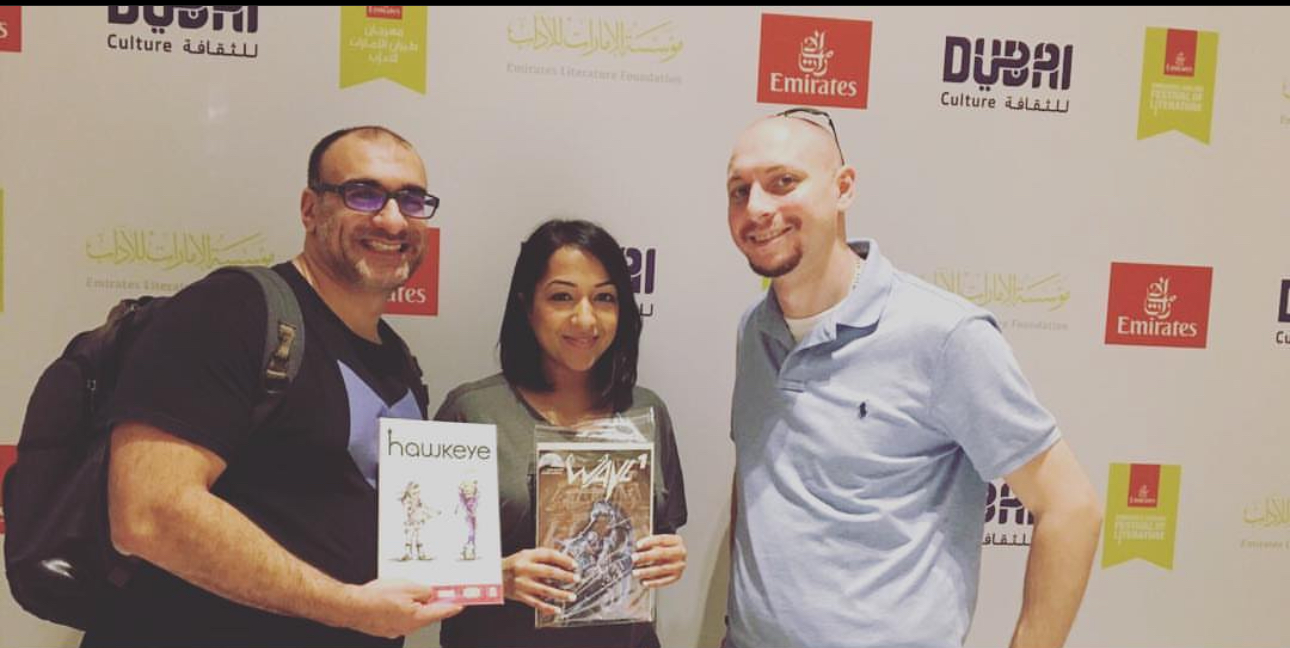 Celebrating at the Emirates Literature Festival in Dubai with Sanaa Amanat (Ms. Marvel)